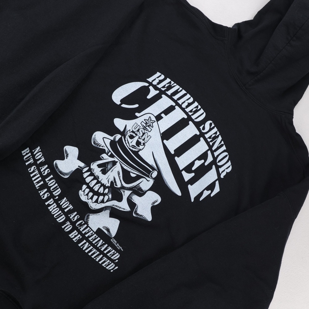 NavyChief.com Retired Senior Chief US Navy Hoodie Black 3XL Skull Crossbones USN